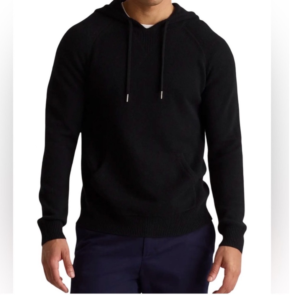 QUINCE 100%‎ Cashmere Black Hoodie Pull Over Sweater Size Medium